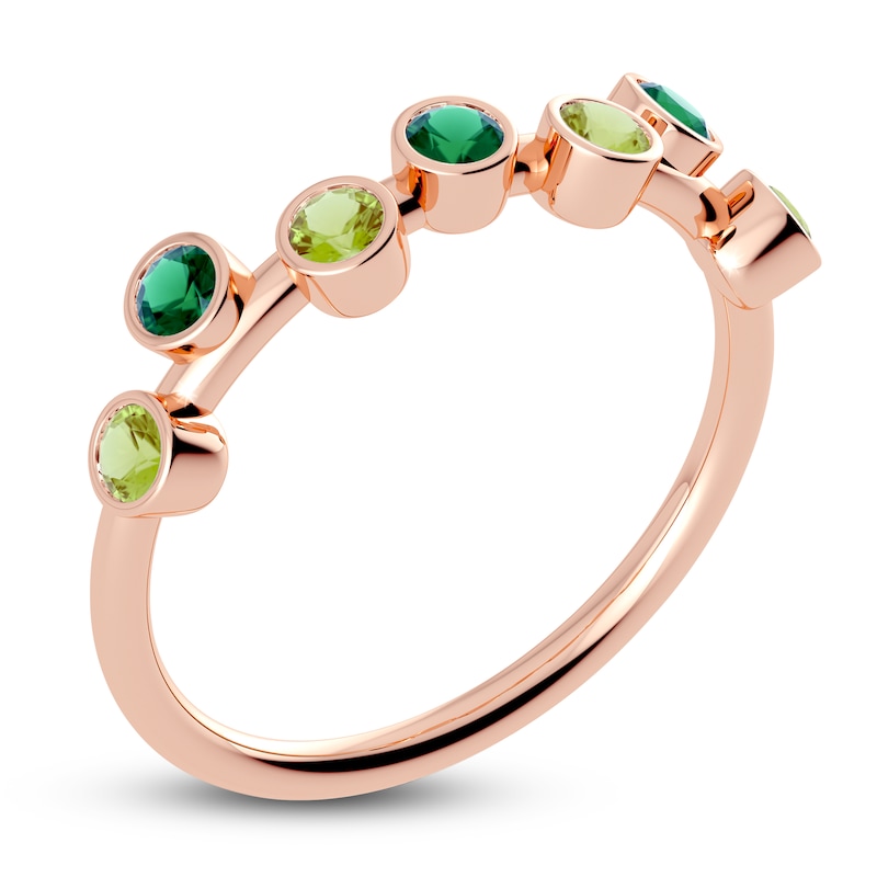 Main Image 2 of Juliette Maison Natural Peridot & Natural Emerald Ring 10K Rose Gold