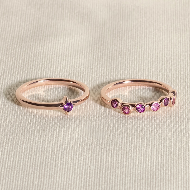 Main Image 4 of Juliette Maison Natural Peridot & Natural Emerald Ring 10K Rose Gold