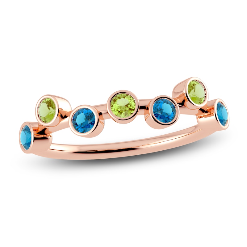 Main Image 1 of Juliette Maison Natural Peridot & Natural Blue Zircon Ring 10K Rose Gold