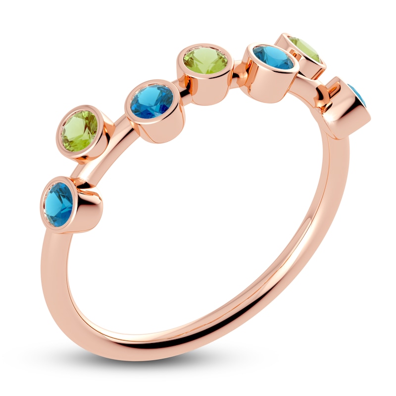 Main Image 2 of Juliette Maison Natural Peridot & Natural Blue Zircon Ring 10K Rose Gold