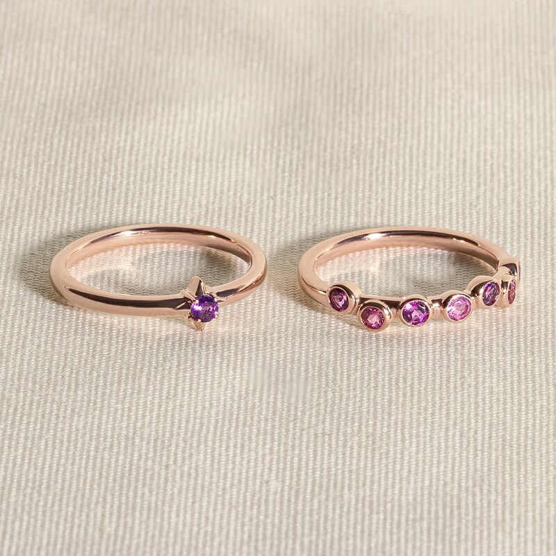 Main Image 4 of Juliette Maison Natural Peridot & Natural Blue Zircon Ring 10K Rose Gold