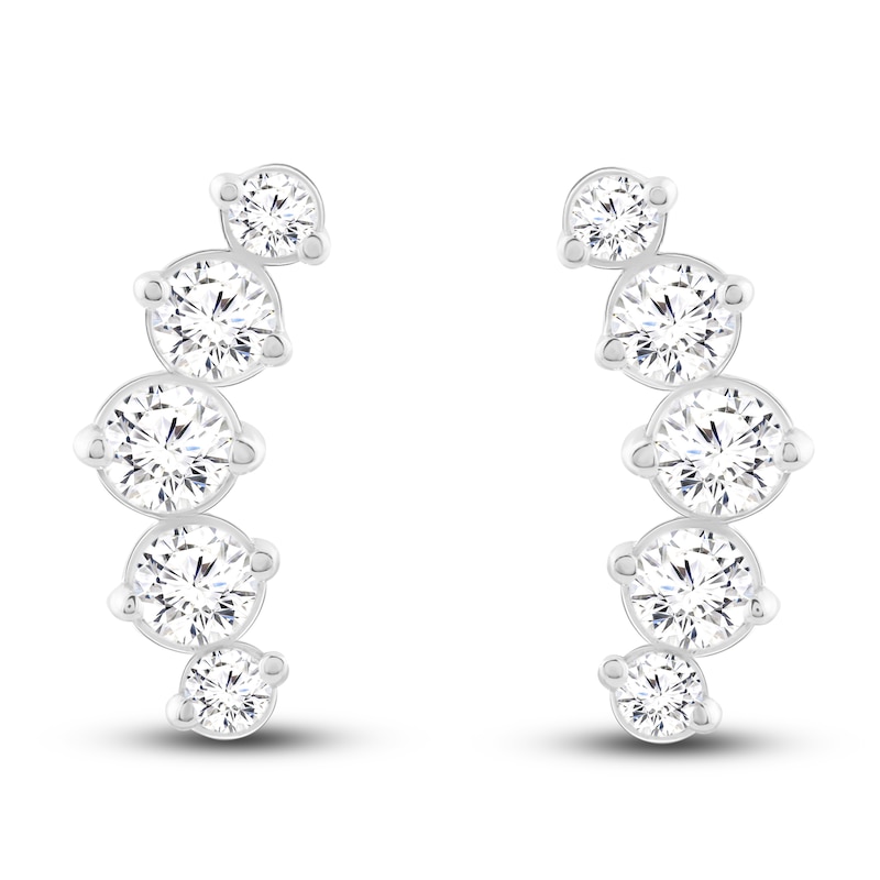 Main Image 1 of Diamond Climber Earrings 1 ct tw Round 14K White Gold