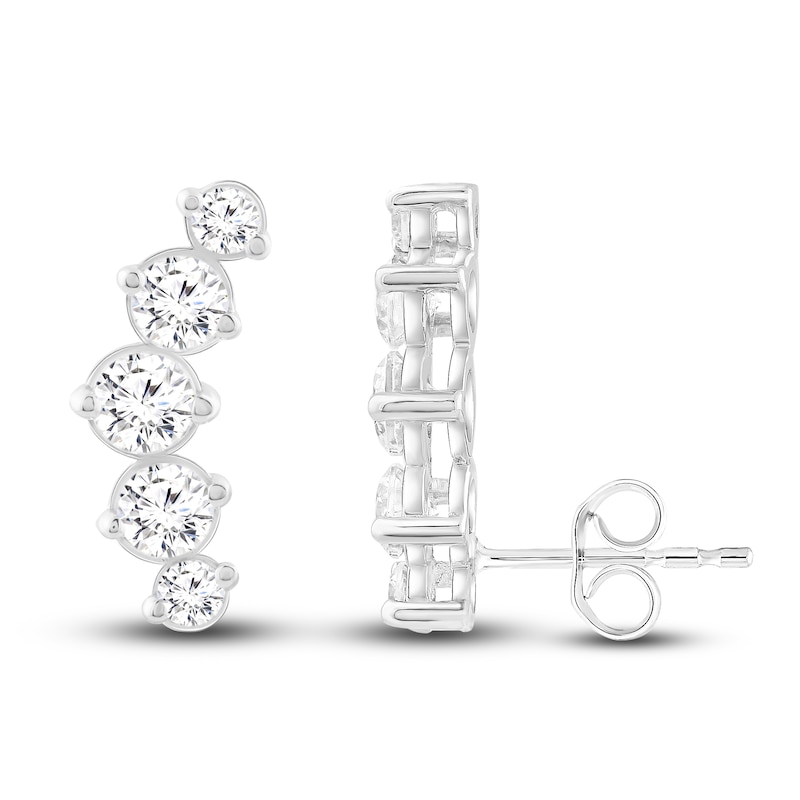Main Image 2 of Diamond Climber Earrings 1 ct tw Round 14K White Gold