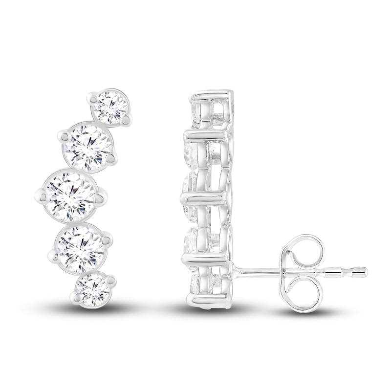 Diamond Climber Earrings 1 ct tw Round 14K White Gold