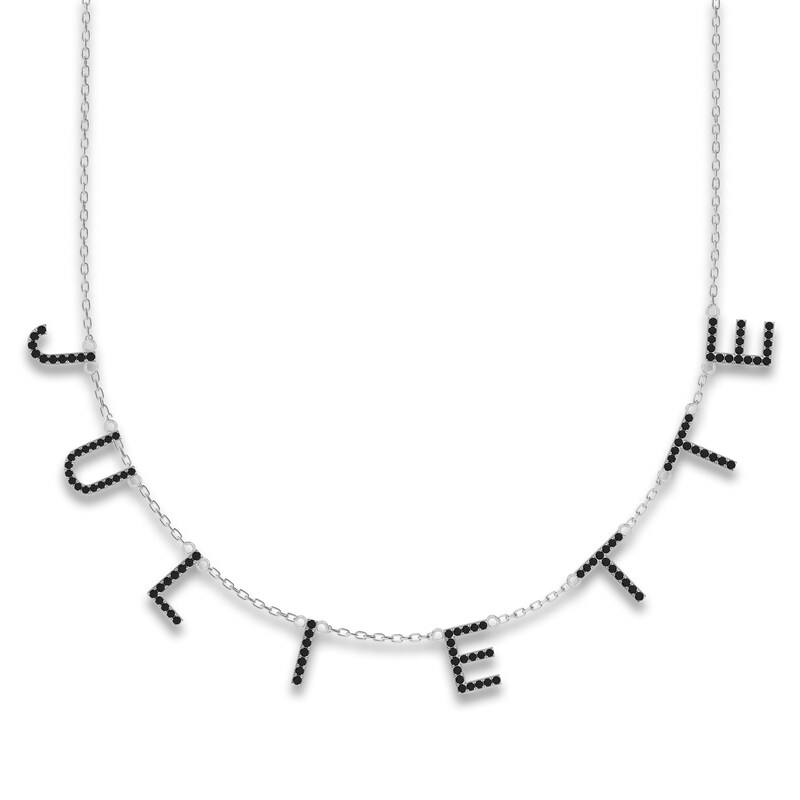Main Image 1 of Juliette Maison Black Diamond Station Name Necklace 2-1/4 ct tw Round 10K White Gold