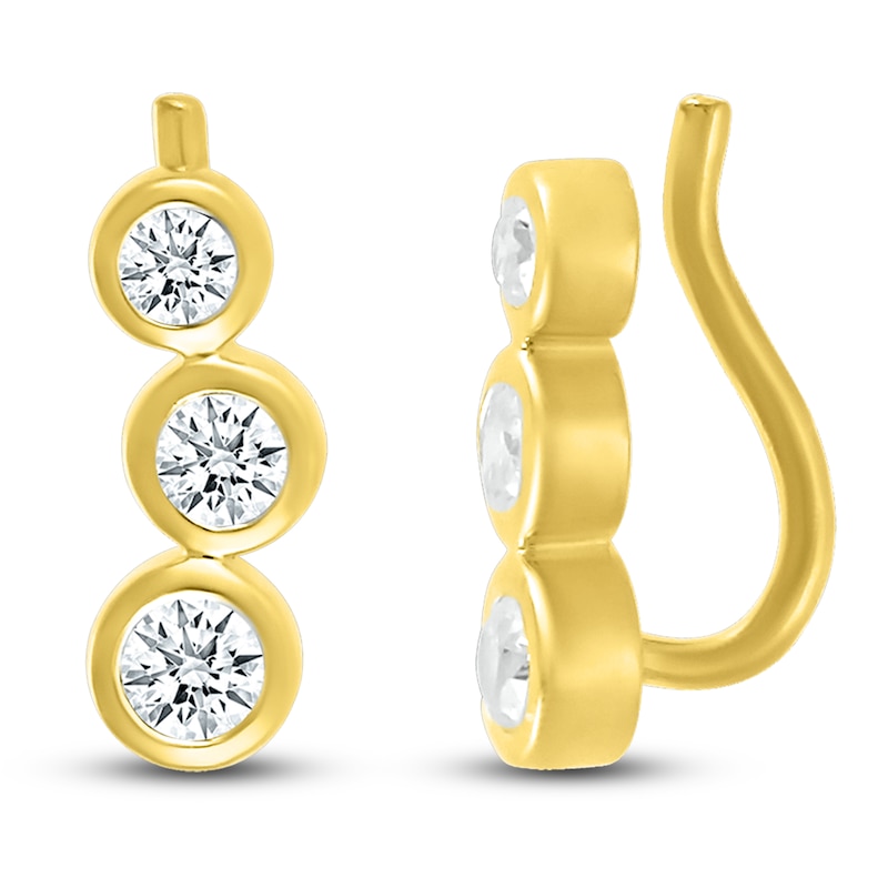 Diamond Climber Earrings 1/4 ct tw Round 10K Yellow Gold