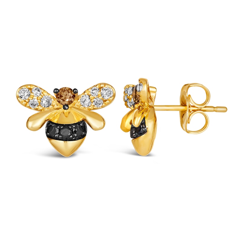 Main Image 2 of Le Vian Diamond Bee Stud Earrings 3/8 ct tw Round 14K Honey Gold