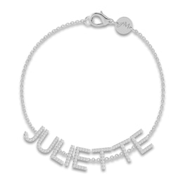 Juliette Maison Diamond Station Name Bracelet 1-1/8 ct tw Round 10K White Gold