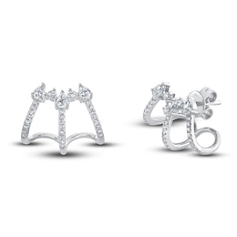 Shy Creation Diamond Cuff Earrings 1/2 ct tw Round/Pear 14K White Gold SC55020499