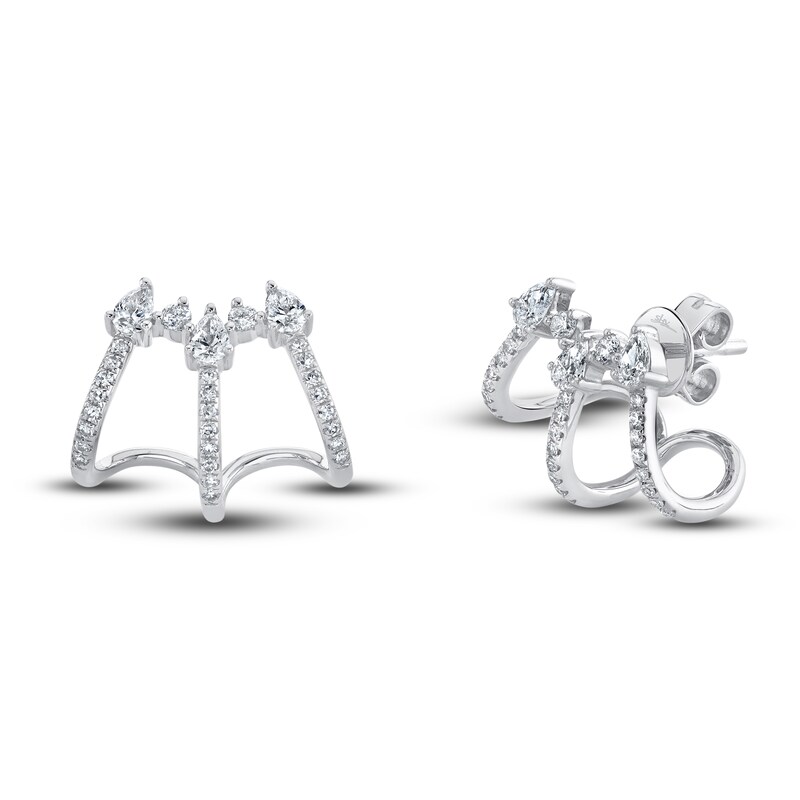 Main Image 1 of Shy Creation Diamond Cuff Earrings 1/2 ct tw Round/Pear 14K White Gold SC55020499