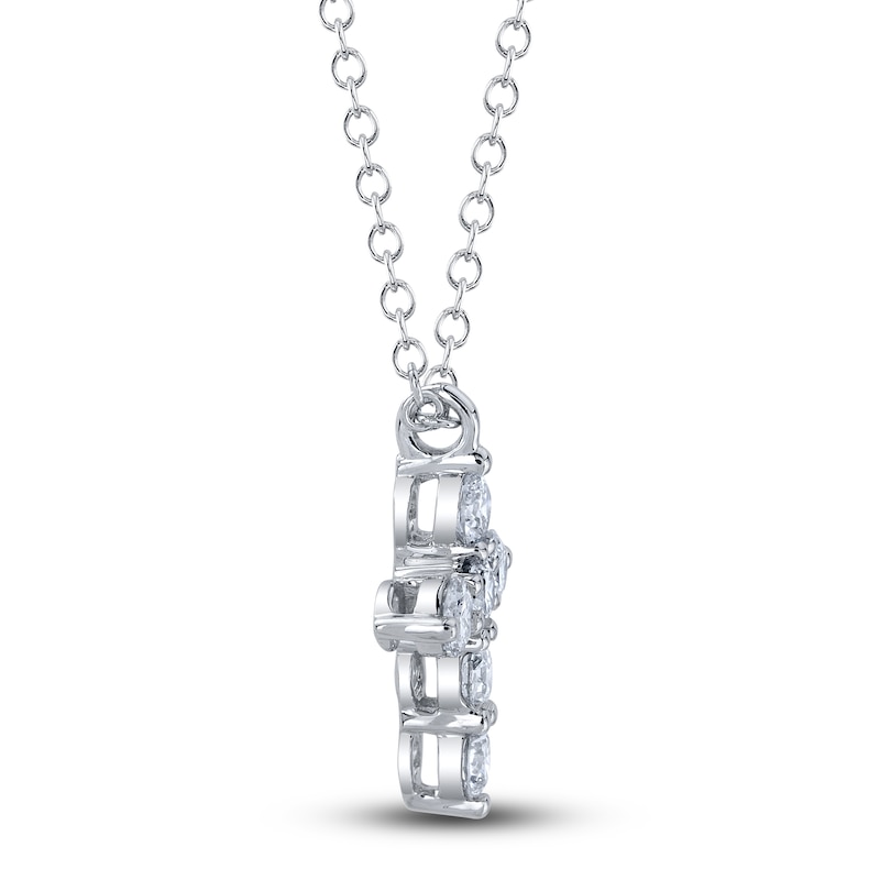 Main Image 2 of Shy Creation Diamond Cross Necklace 1/5 ct tw Round 14K White Gold 18" SC55021393