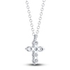 Thumbnail Image 2 of Shy Creation Diamond Cross Necklace 1/5 ct tw Round 14K White Gold 18" SC55021393