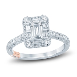 Pnina Tornai Diamond Engagement Ring 1-1/3 ct tw Emerald/Baguette/ Round 14K White Gold