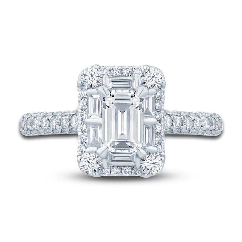 Main Image 3 of Pnina Tornai Diamond Engagement Ring 1-1/3 ct tw Emerald/Baguette/ Round 14K White Gold