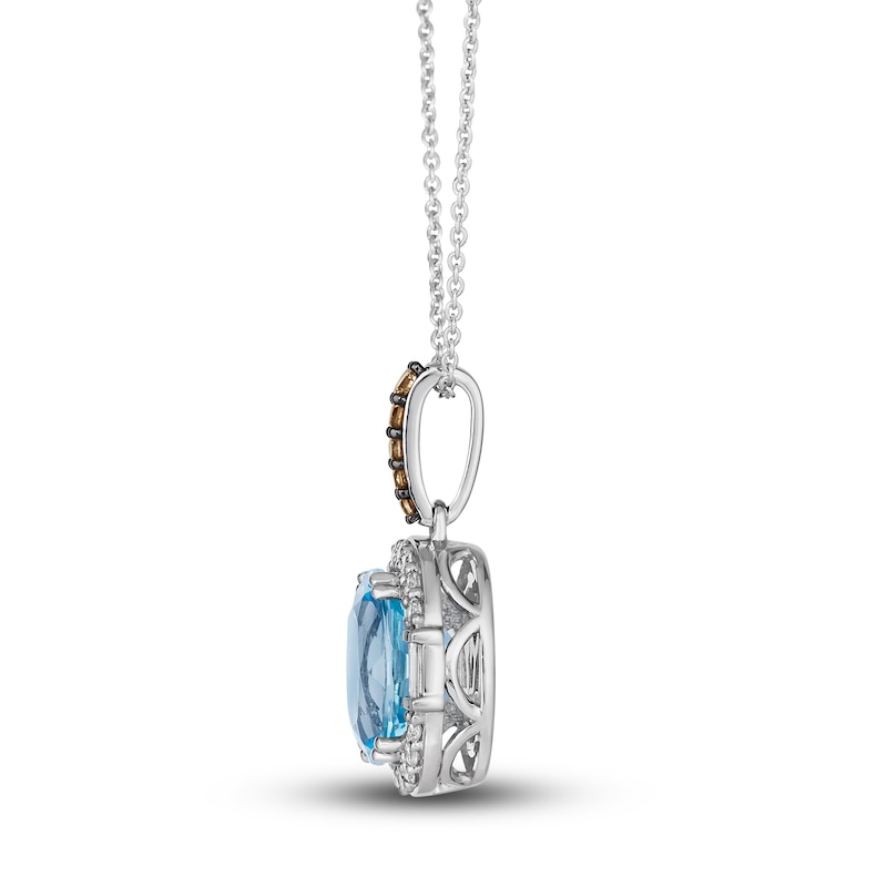 Main Image 2 of Le Vian Natural Blue Topaz Pendant Necklace 1/3 ct tw Diamonds 14K Vanilla Gold 19"