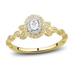 Diamond Engagement Ring 1/3 ct tw Oval/Round 14K Two-Tone Gold