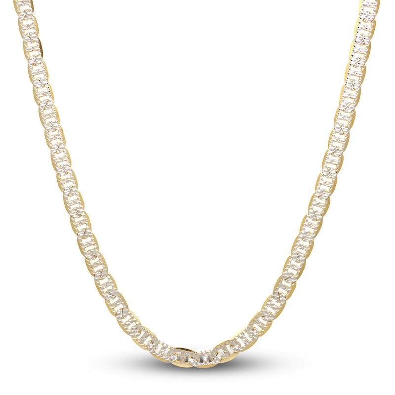 Main Image 1 of Solid Faux Pave Mariner Chain Necklace 14K Yellow Gold 20" 5.1mm