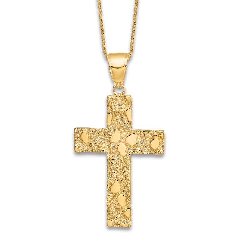 Main Image 1 of Flat Cross Pendant Necklace 14K Yellow Gold 18"