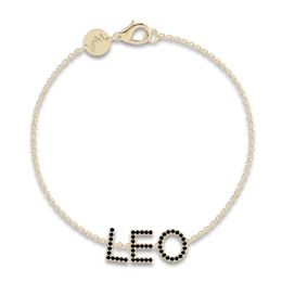 Juliette Maison Black Diamond Station Name Bracelet 7/8 ct tw Round 10K Yellow Gold