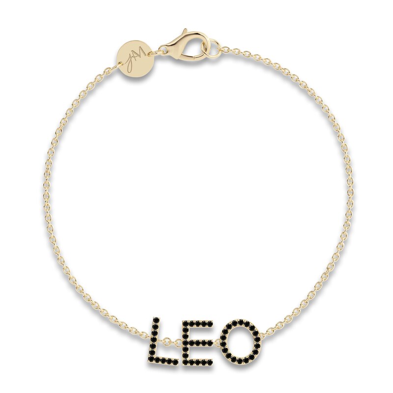 Main Image 1 of Juliette Maison Black Diamond Station Name Bracelet 7/8 ct tw Round 10K Yellow Gold