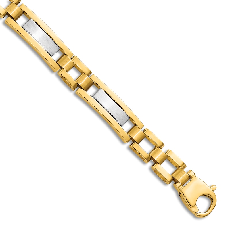 Main Image 1 of High-Polish Hollow Link Bracelet 14K Two-Tone Gold 8.5"