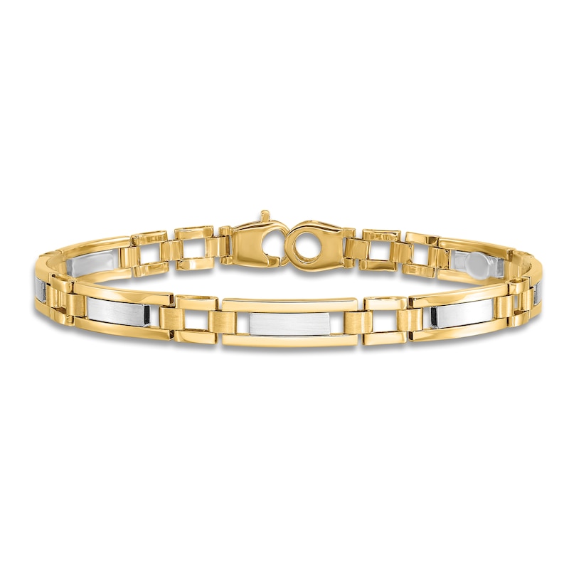 Main Image 3 of High-Polish Hollow Link Bracelet 14K Two-Tone Gold 8.5"