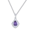 Thumbnail Image 1 of Natural Amethyst Pendant Necklace 1/6 ct tw Diamonds 14K White Gold 18"