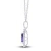 Thumbnail Image 2 of Natural Amethyst Pendant Necklace 1/6 ct tw Diamonds 14K White Gold 18"