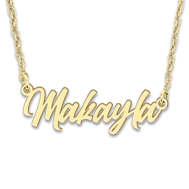 Main Image 1 of High-Polish Name Link Necklace 14K Yellow Gold 18"