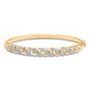 Diamond Bangle Bracelet 1/2 ct tw Round 14K Yellow Gold 7"