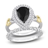 Thumbnail Image 0 of Y-Knot Black Diamond Bridal Set 2-1/3 ct tw Pear/Round 14K Two-Tone Gold