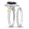 Thumbnail Image 1 of Y-Knot Black Diamond Bridal Set 2-1/3 ct tw Pear/Round 14K Two-Tone Gold