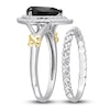 Thumbnail Image 2 of Y-Knot Black Diamond Bridal Set 2-1/3 ct tw Pear/Round 14K Two-Tone Gold