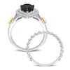 Thumbnail Image 3 of Y-Knot Black Diamond Bridal Set 2-1/3 ct tw Pear/Round 14K Two-Tone Gold