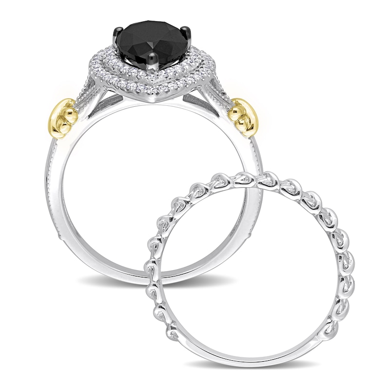 Main Image 3 of Y-Knot Black Diamond Bridal Set 2-1/3 ct tw Pear/Round 14K Two-Tone Gold