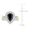 Thumbnail Image 4 of Y-Knot Black Diamond Bridal Set 2-1/3 ct tw Pear/Round 14K Two-Tone Gold