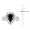 Thumbnail Image 3 of Y-Knot Black Diamond Bridal Set 2-1/3 ct tw Pear/Round 14K Two-Tone Gold