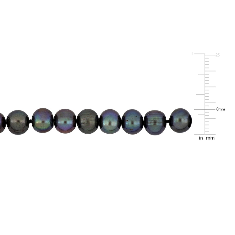 Main Image 3 of Men's Black Freshwater Cultured Pearl Bracelet Sterling Silver 9"