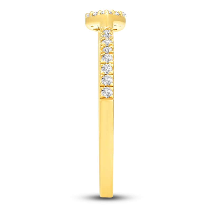 Main Image 4 of Diamond Teardrop Ring 1/4 ct tw Round 10K Yellow Gold