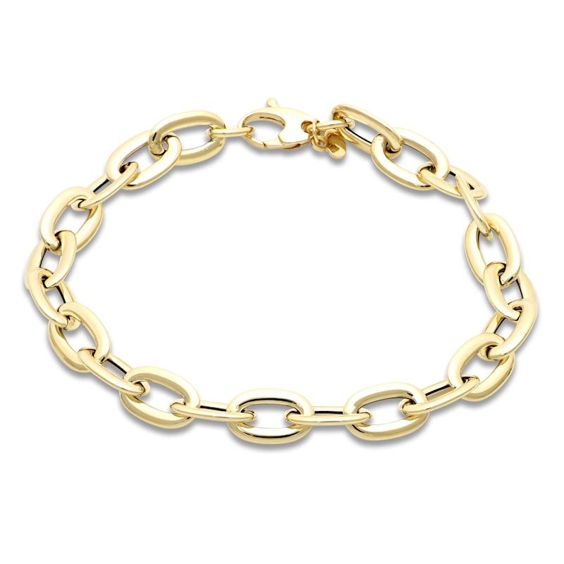 Hollow Graduated Link Bracelet 14K Yellow Gold 7.5"