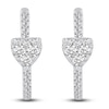 Thumbnail Image 1 of Diamond Heart Hoop Earrings 1/2 ct tw Round 14K White Gold