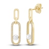 Thumbnail Image 0 of Freshwater Cultured Pearl Dangle Earrings 1/4 ct tw Diamonds 14K Yellow Gold
