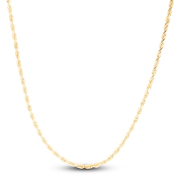 Solid Diamond-Cut Rope Chain Necklace 14K Yellow Gold 16" 2.5mm