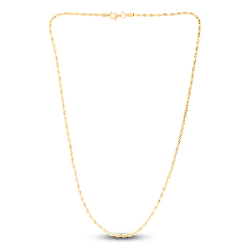 Main Image 2 of Solid Diamond-Cut Rope Chain Necklace 14K Yellow Gold 16" 2.5mm