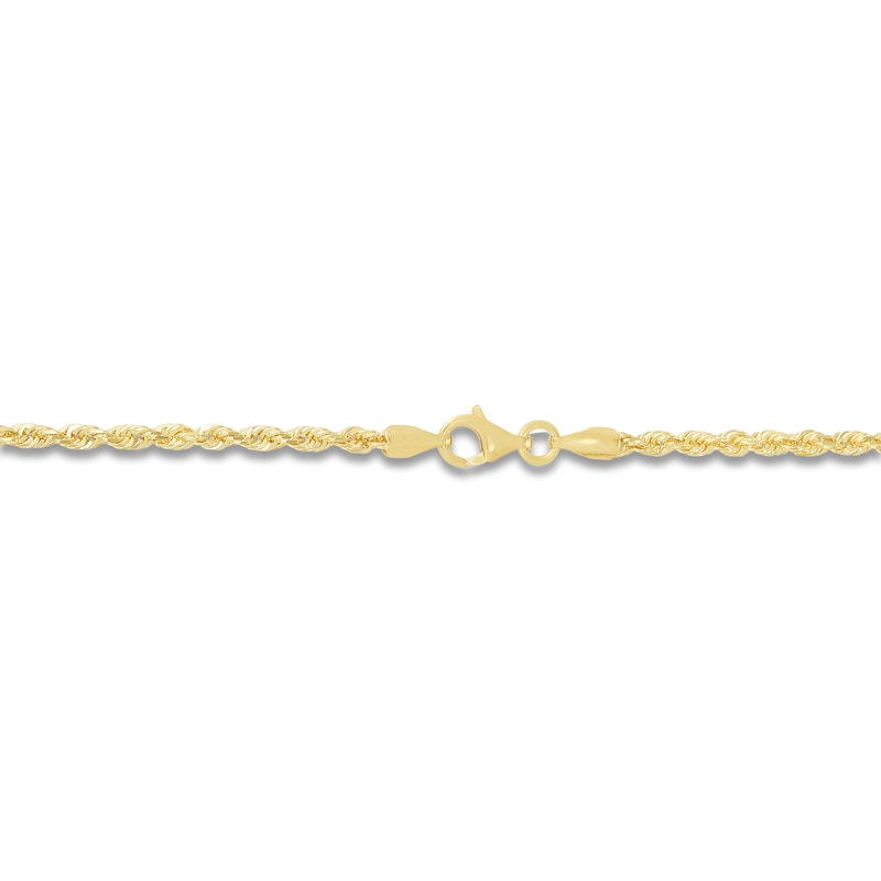 Main Image 3 of Solid Diamond-Cut Rope Chain Necklace 14K Yellow Gold 16" 2.5mm