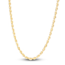 Solid Silk Rope Chain Necklace 14K Yellow Gold 22" 4.3mm