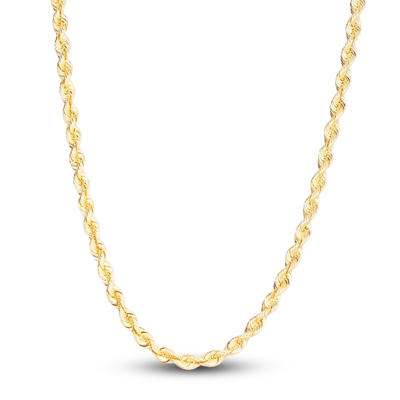 Main Image 1 of Solid Silk Rope Chain Necklace 14K Yellow Gold 22" 4.3mm