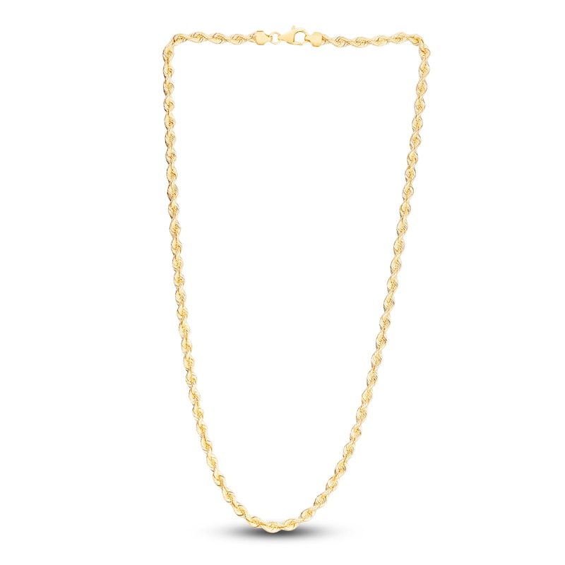 Main Image 2 of Solid Silk Rope Chain Necklace 14K Yellow Gold 22" 4.3mm