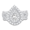 Thumbnail Image 3 of Diamond Bridal Set 1-3/4 ct tw Pear/Round 14K White Gold