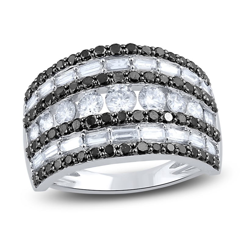 Black & White Diamond Anniversary Band ct tw Round 14K White Gold